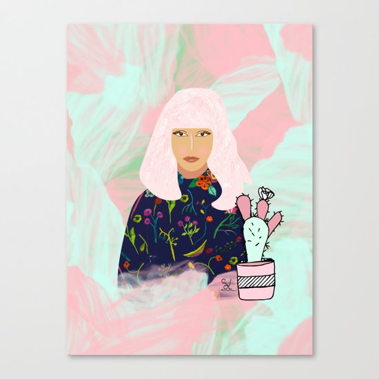 Pink Hair Don't Care I Canvas Print