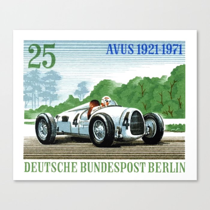 1971 GERMANY Audi Avus Automobile Race Stamp Canvas Print