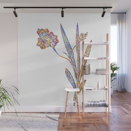 Floral Ixia Miniata Mosaic on White Wall Mural