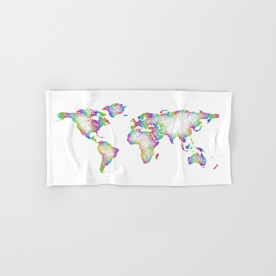 Rainbow World map Hand & Bath Towel