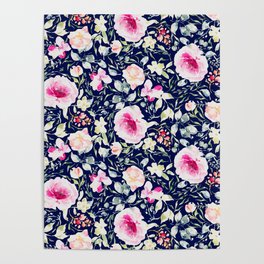 Pink peonies watercolor floral botanicals | Zaylee Raine Collection Poster