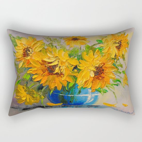 Bouquet of sunflowers in a vase Rectangular Pillow