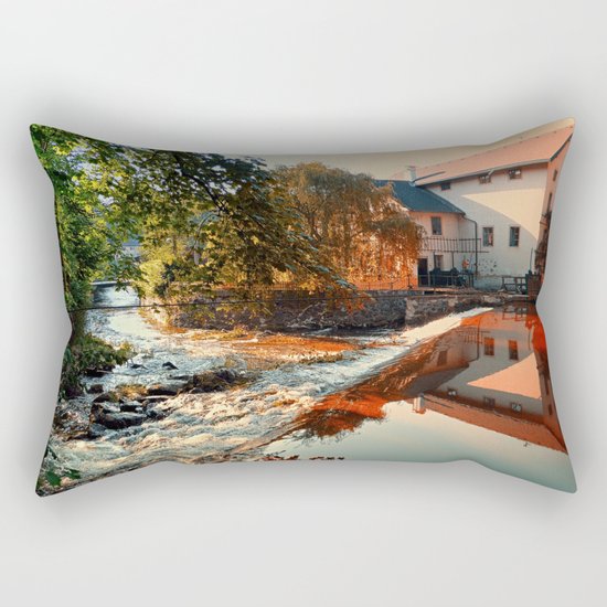 The river, a country house and reflections | waterscape photography Rectangular Pillow