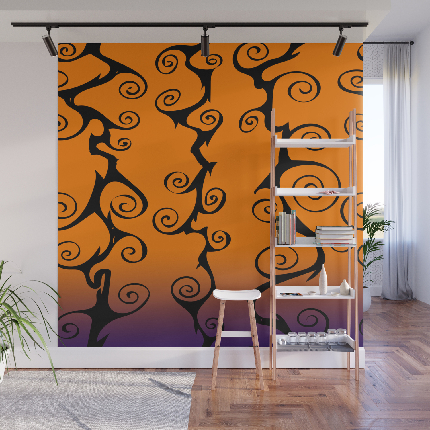 Purple Orange And Black Nightmare Before Christmas Inspired Swirls