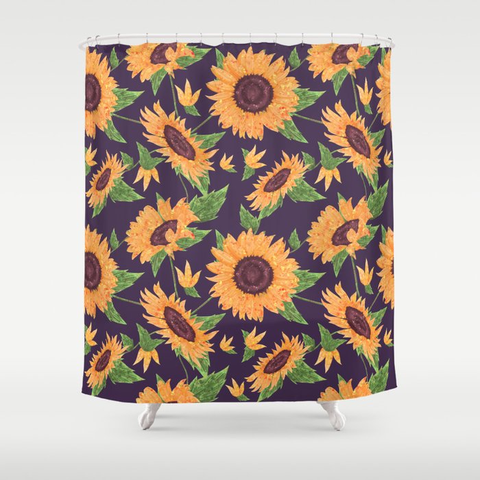 Sunflowers in purple Shower Curtain