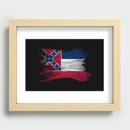 Mississippi state flag brush stroke, Mississippi flag background Recessed Framed Print