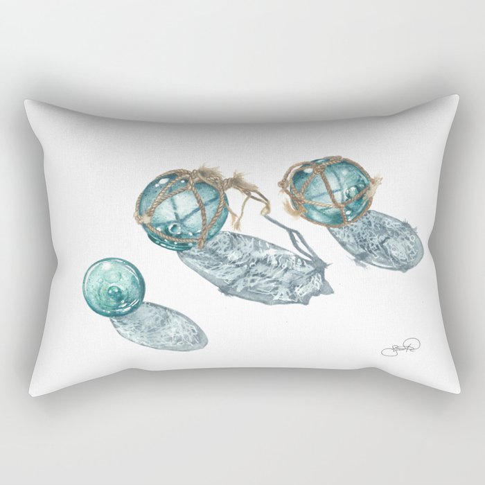 Japanese Glass Fishing Floats Rectangular Pillow by Sarah Grindler
