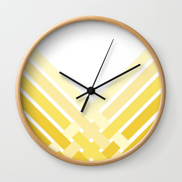 Yellow Ombre Stripes Wall Clock