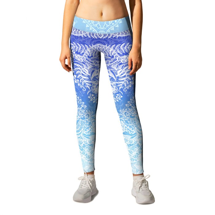 Out of the Blue - White Lace Doodle in Ombre Aqua and Cobalt Leggings ...