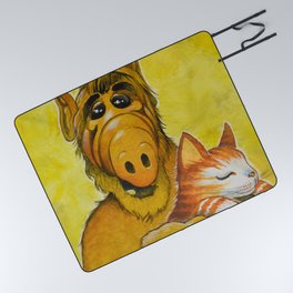 ALF MAKES PEACE WITH CAT by Raphael Vavasseur  Picnic Blanket