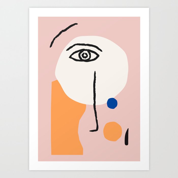 Abstract Art, Line Portrait, Matisse Picasso Style, Neutral Red Abstract Print, Line Drawing, Line D Art Print by AP Posters - LARGE