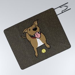 Big Smiley Brown Dog with Tennis Ball Picnic Blanket