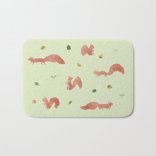 Red Squirrels Bath Mat