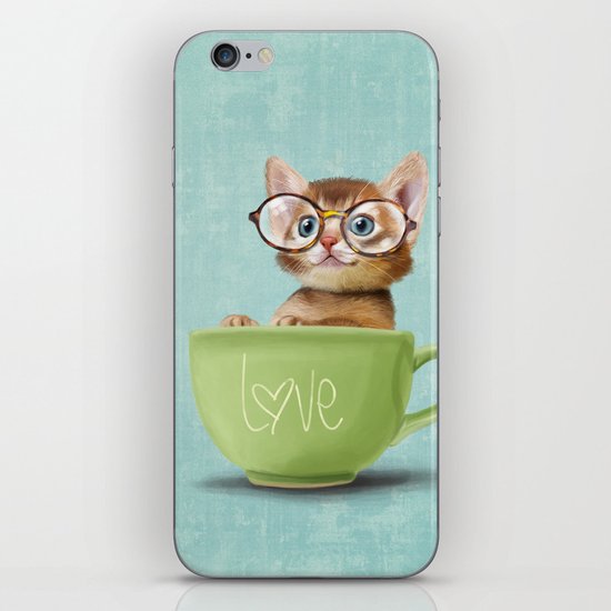Kitten with glasses iPhone & iPod Skin