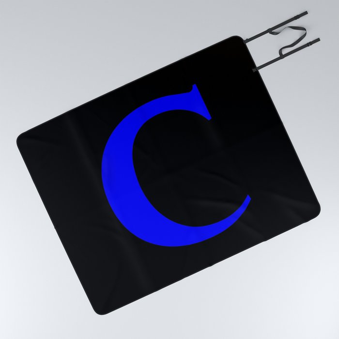 C MONOGRAM (BLUE & BLACK) Picnic Blanket