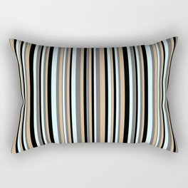 [ Thumbnail: Tan, Dim Grey, Light Cyan & Black Colored Lines Pattern Rectangular Pillow ]