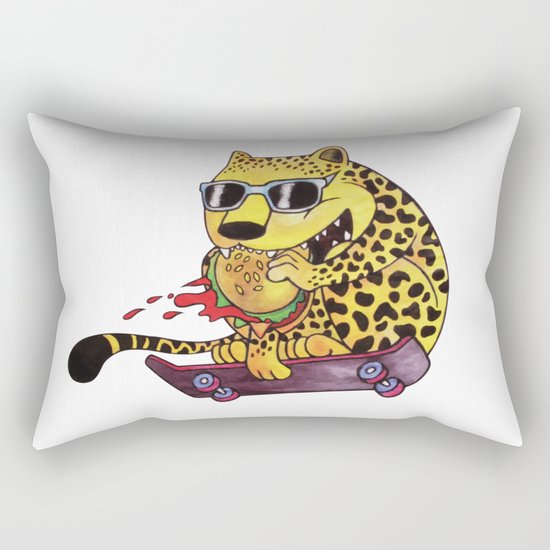 Skating Cheetah Rectangular Pillow