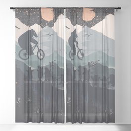 MTB Bear Biker Sheer Curtain