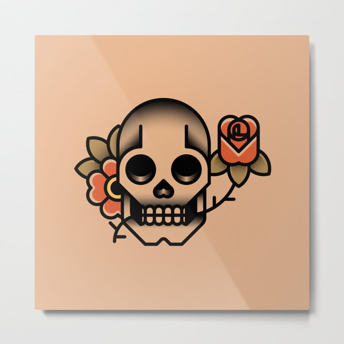 Skull Rose Tattoo Metal Print