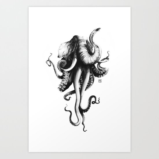 Octoelephant Art Print