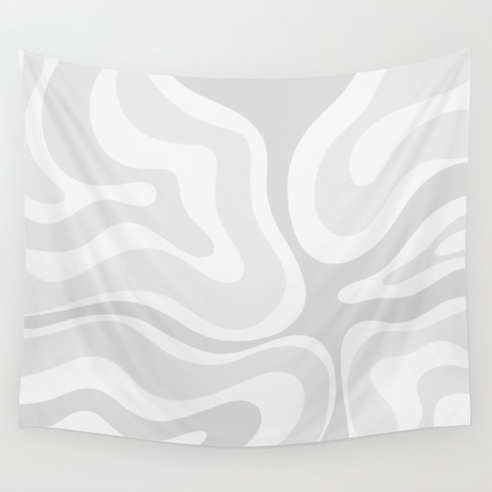 Modern Retro Liquid Swirl Abstract in Pale Grey Wall Tapestry