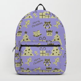 Blue Christmas pattern with gingerbread man Backpack