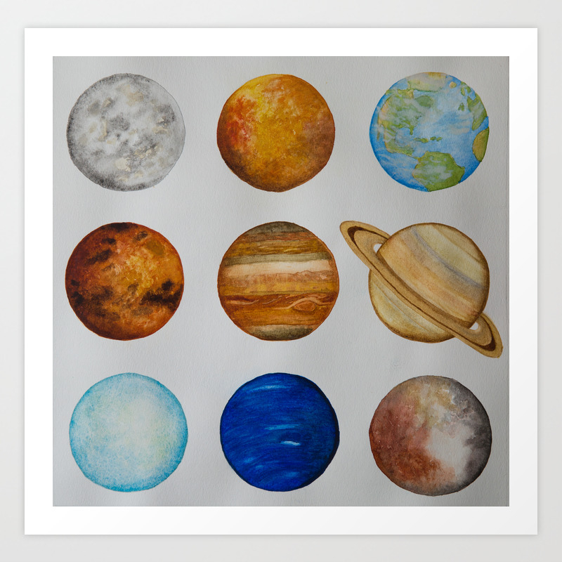 Watercolour /& Gouache Sticker Pack Painted Planets