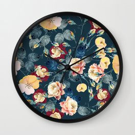 Elegant flower vector rose pattern in classic vintage style for design Wall Clock