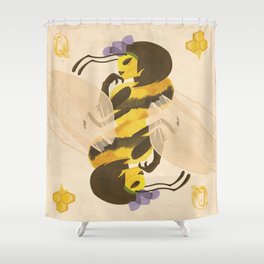Print: Queen (Bee) of Clubs Shower Curtain