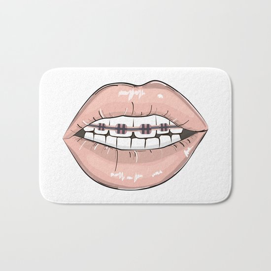Lips vs braces Bath Mat
