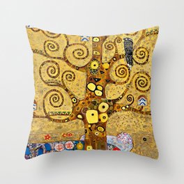 Gustav Klimt, “ Tree of life ” Throw Pillow