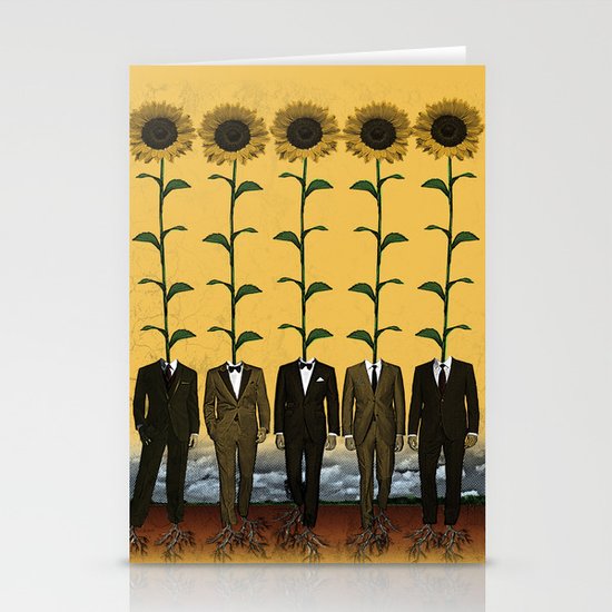 Sunflowers In Suits Print Stationery Cards