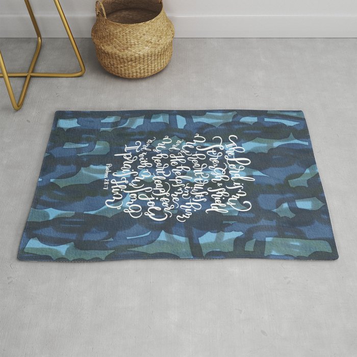 The Lord Is My Strength - Psalms 28:7 - retro abstract pattern Rug