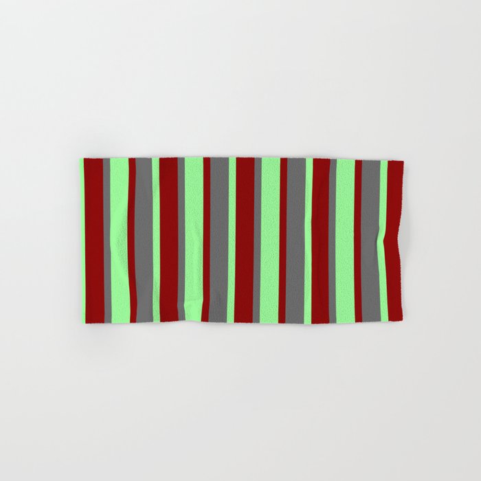 Dark Red, Green, and Dim Gray Colored Lines Pattern Hand & Bath Towel