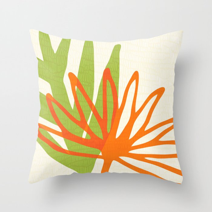All Day Everyday in Green and Orange Nature Throw Pillow
