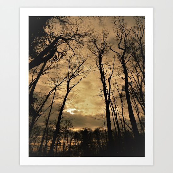 snow clouds above the wood Art Print