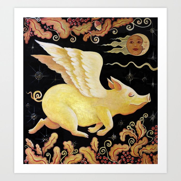 Flying piglet Art Print
