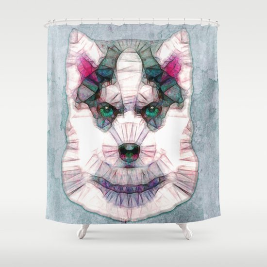 abstract husky puppy Shower Curtain