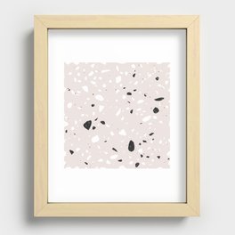 <Birds & Paper> Terrazzo Seamless Patterns 08 - Pastel Pink, Black, White, Marble, stone, texutre, abstract, geometry Recessed Framed Print