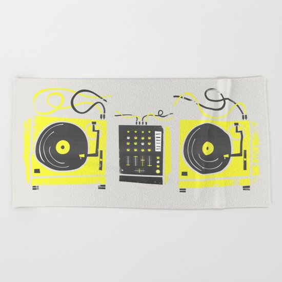 DJ Vinyl Decks Beach Towel