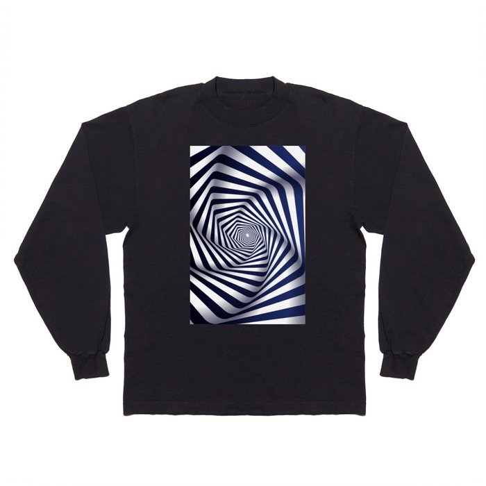 Blue & White Color Psychedelic Design Long Sleeve T Shirt