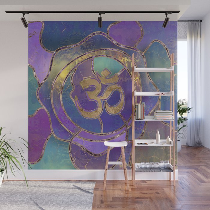 Om Symbol Golden And Paint Texture Wall Mural By K9printart Society6