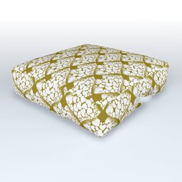 When Hearts Meet Together Pattern - White Hearts (On Yellow) Outdoor Floor Cushion