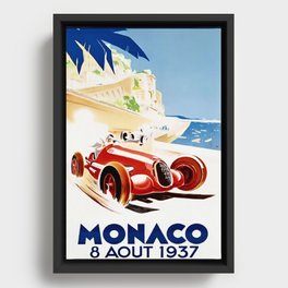 Vintage Monaco Grand Prix 1937 Poster Framed Canvas