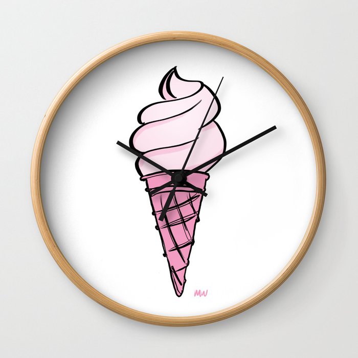 Society6 / Pink Ice Cream Please Wall Clock