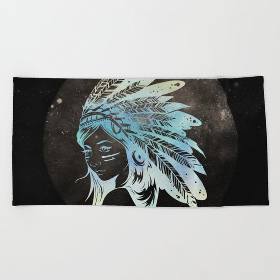 Moon Child Goddess Bohemian Girl Beach Towel