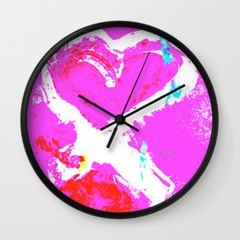 Pink Graffiti Ribbon for Breast Cancer Research by Jeffrey G. Rosenberg Wall Clock