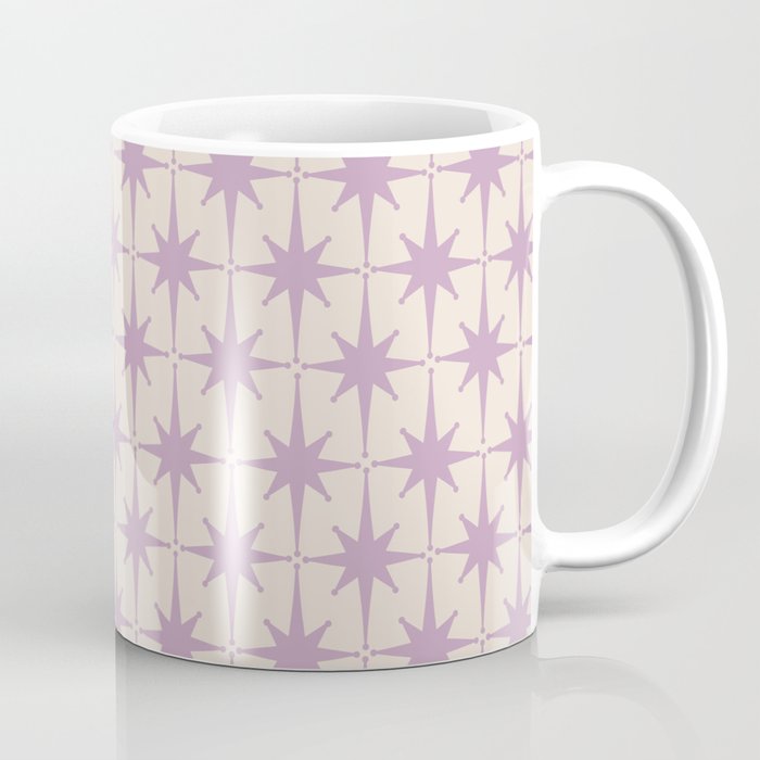 Midcentury Modern Atomic Starburst Pattern Lilac Cream Coffee Mug
