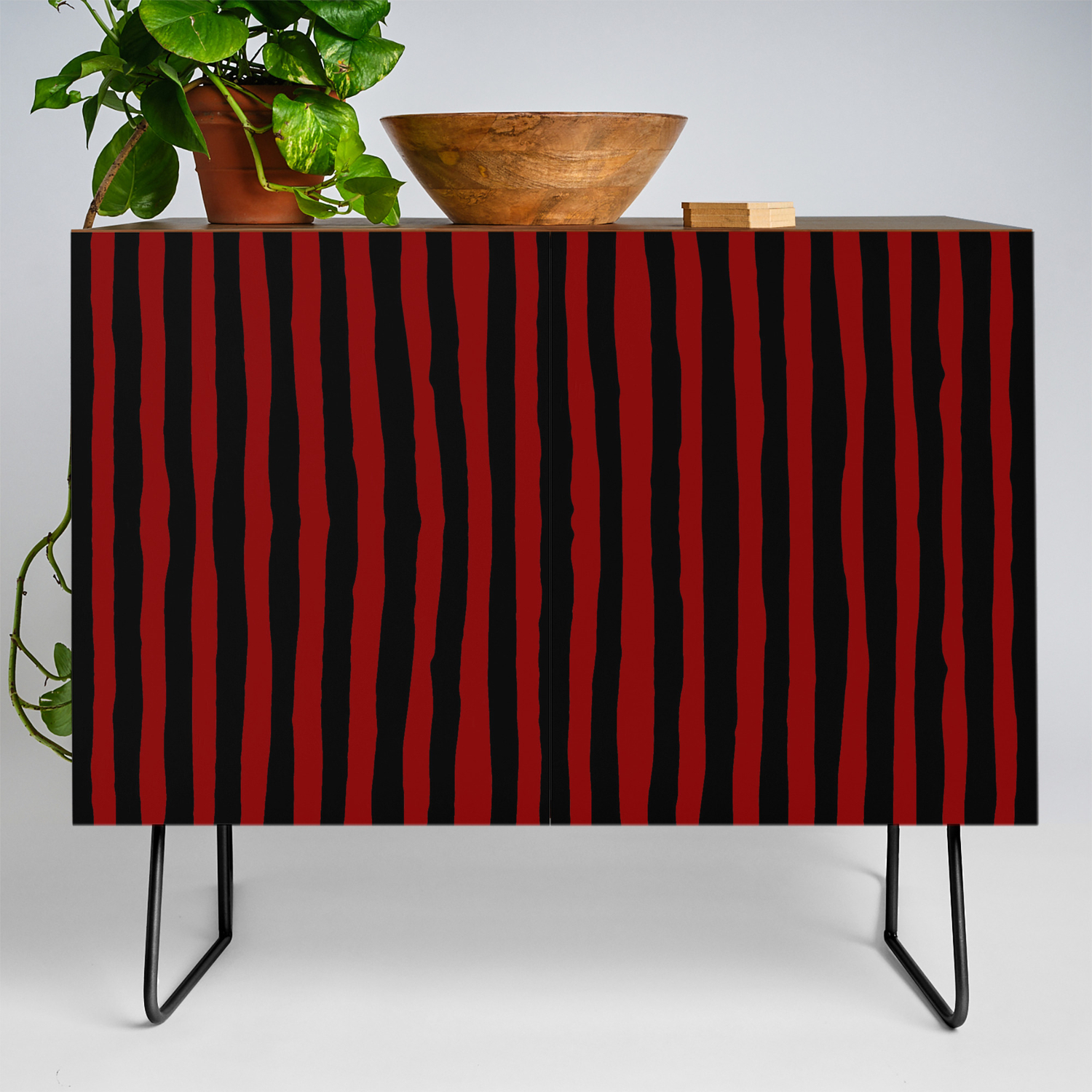 Black And Red Stripes Credenza By Abigaillarson Society6
