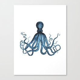 Octopus coastal ocean blue watercolor Canvas Print